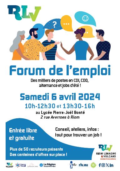 Forum de l’emploi samedi 6 avril à Riom (63)