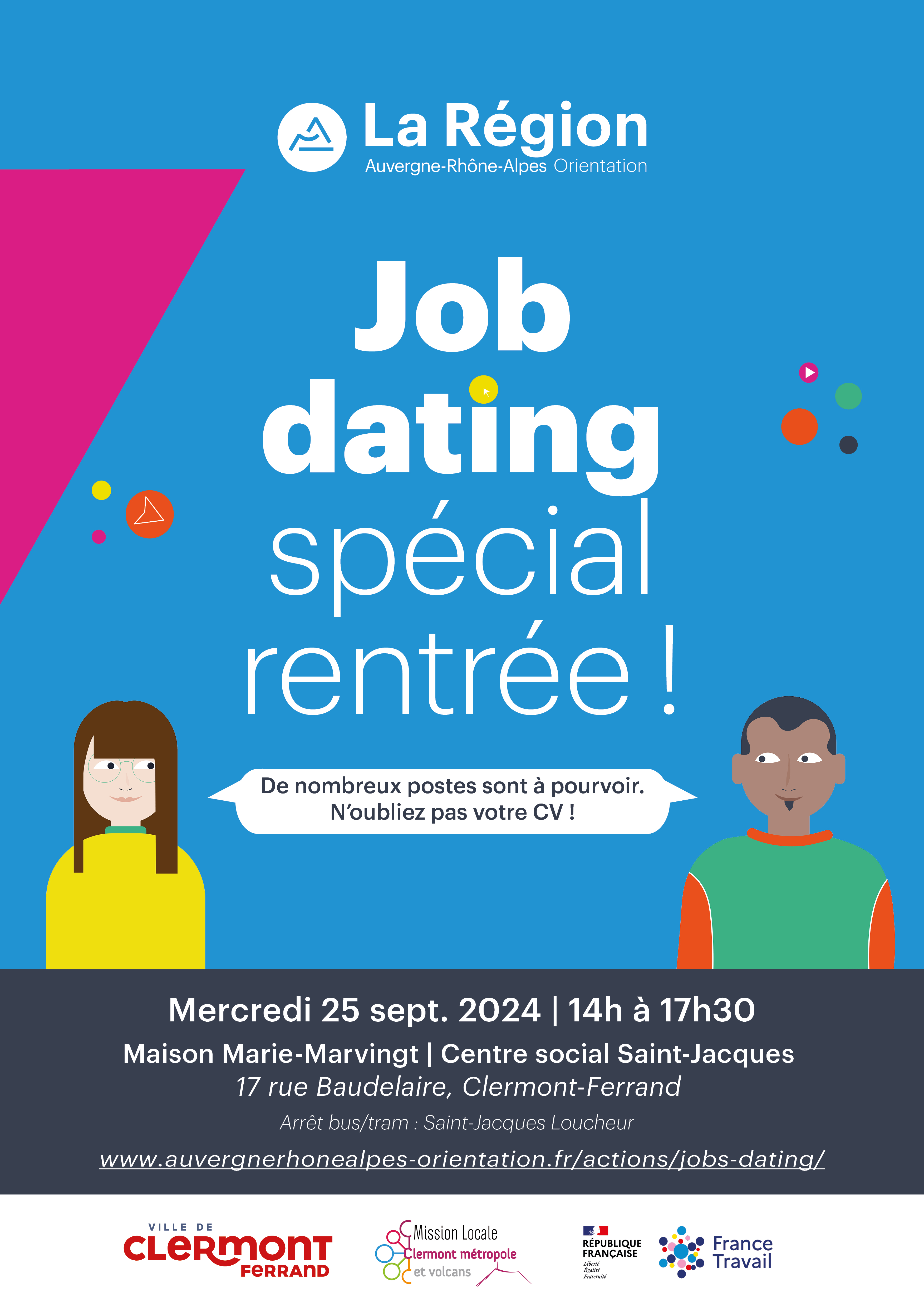 Job dating spécial rentrée le 25 septembre à Clermont-Ferrand (63)